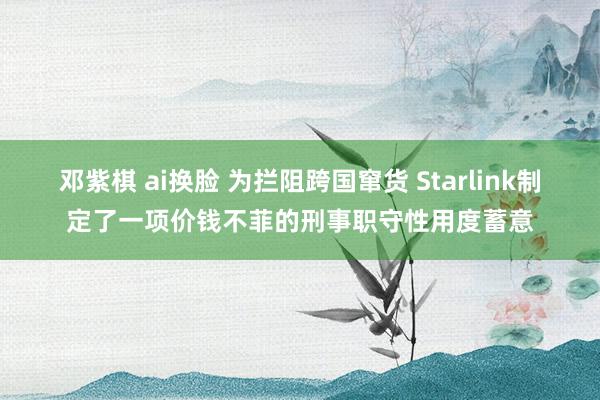 邓紫棋 ai换脸 为拦阻跨国窜货 Starlink制定了一项价钱不菲的刑事职守性用度蓄意