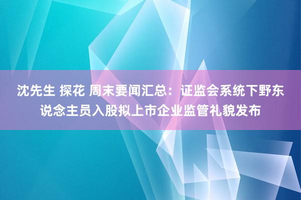 沈先生 探花 周末要闻汇总：证监会系统下野东说念主员入股拟上市企业监管礼貌发布