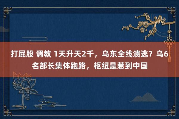 打屁股 调教 1天升天2千，乌东全线溃逃？乌6名部长集体跑路，枢纽是惹到中国