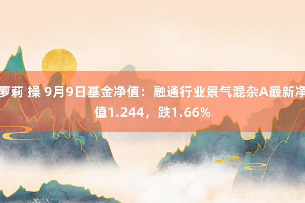 萝莉 操 9月9日基金净值：融通行业景气混杂A最新净值1.244，跌1.66%