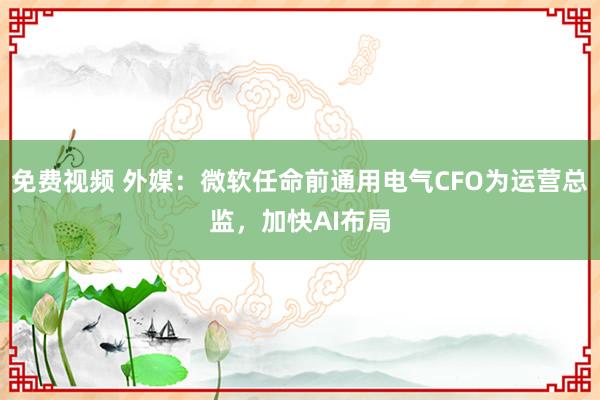 免费视频 外媒：微软任命前通用电气CFO为运营总监，加快AI布局