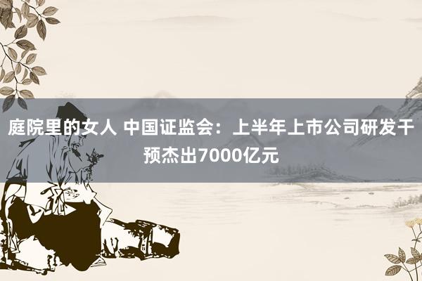 庭院里的女人 中国证监会：上半年上市公司研发干预杰出7000亿元