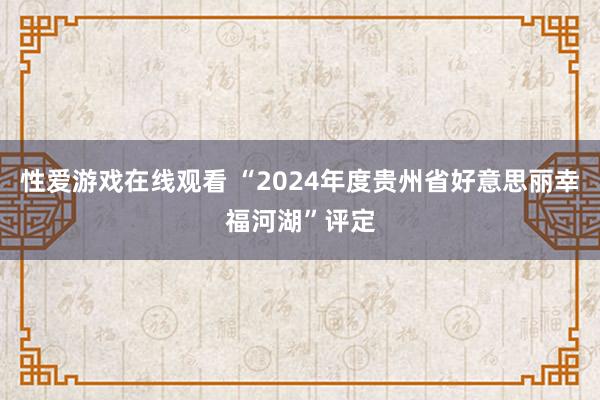 性爱游戏在线观看 “2024年度贵州省好意思丽幸福河湖”评定