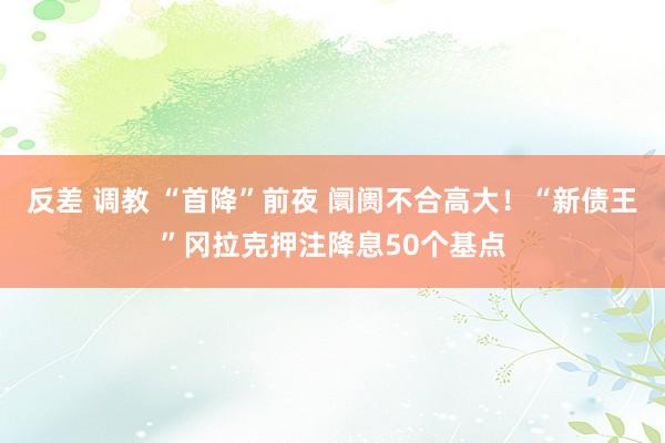 反差 调教 “首降”前夜 阛阓不合高大！“新债王”冈拉克押注降息50个基点