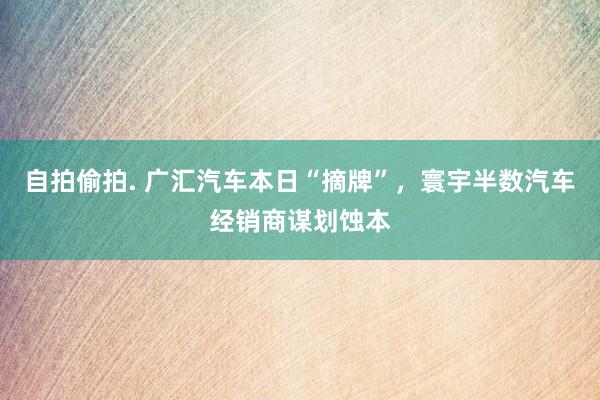 自拍偷拍. 广汇汽车本日“摘牌”，寰宇半数汽车经销商谋划蚀本