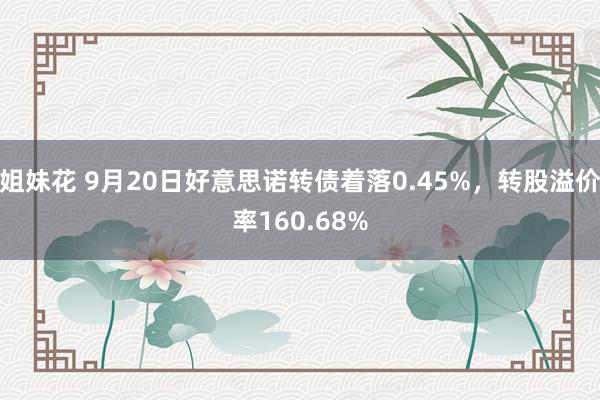 姐妹花 9月20日好意思诺转债着落0.45%，转股溢价率160.68%