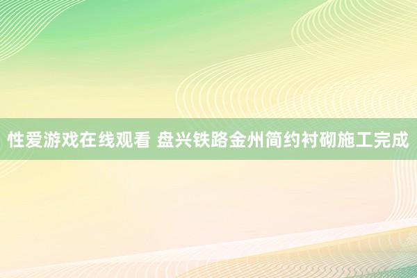 性爱游戏在线观看 盘兴铁路金州简约衬砌施工完成