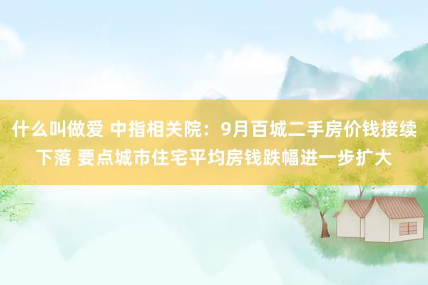 什么叫做爱 中指相关院：9月百城二手房价钱接续下落 要点城市住宅平均房钱跌幅进一步扩大