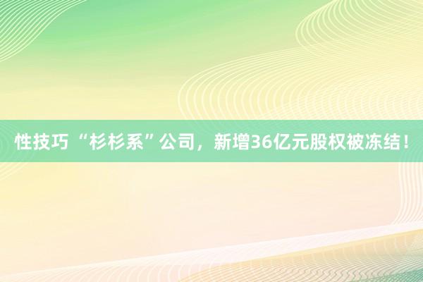 性技巧 “杉杉系”公司，新增36亿元股权被冻结！