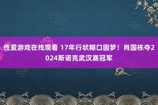 性爱游戏在线观看 17年行状糊口圆梦！肖国栋夺2024斯诺克武汉赛冠军