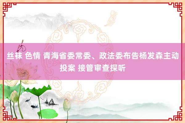 丝袜 色情 青海省委常委、政法委布告杨发森主动投案 接管审查探听