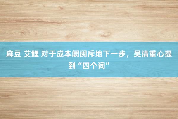 麻豆 艾鲤 对于成本阛阓斥地下一步，吴清重心提到“四个词”