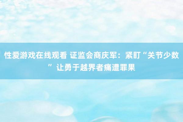 性爱游戏在线观看 证监会商庆军：紧盯“关节少数” 让勇于越界者痛遭罪果