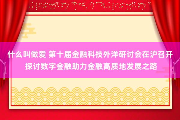 什么叫做爱 第十届金融科技外洋研讨会在沪召开 探讨数字金融助力金融高质地发展之路