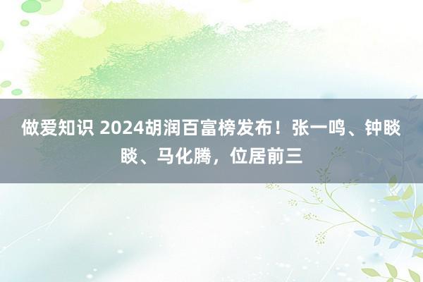 做爱知识 2024胡润百富榜发布！张一鸣、钟睒睒、马化腾，位居前三