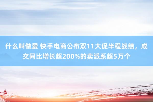 什么叫做爱 快手电商公布双11大促半程战绩，成交同比增长超200%的卖派系超5万个