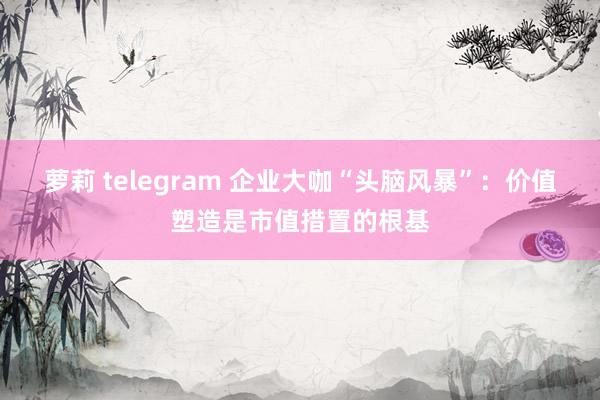 萝莉 telegram 企业大咖“头脑风暴”：价值塑造是市值措置的根基