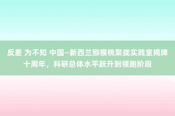 反差 为不知 中国—新西兰猕猴桃聚拢实践室揭牌十周年，科研总体水平跃升到领跑阶段