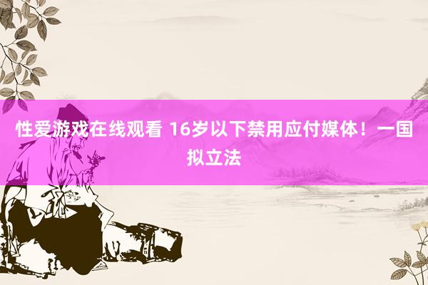 性爱游戏在线观看 16岁以下禁用应付媒体！一国拟立法