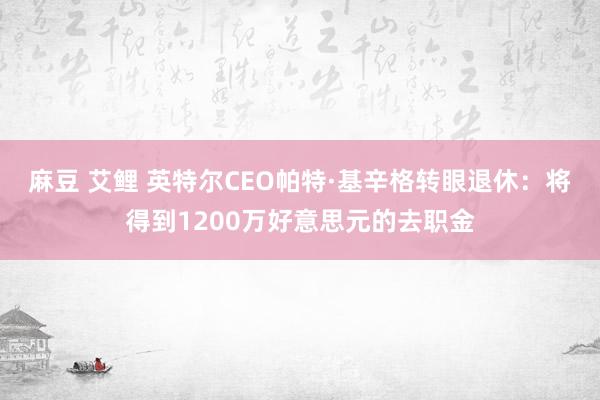 麻豆 艾鲤 英特尔CEO帕特·基辛格转眼退休：将得到1200万好意思元的去职金