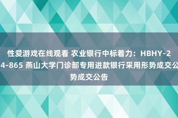 性爱游戏在线观看 农业银行中标着力：HBHY-2024-865 燕山大学门诊部专用进款银行采用形势成交公告