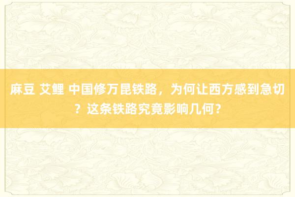 麻豆 艾鲤 中国修万昆铁路，为何让西方感到急切？这条铁路究竟影响几何？