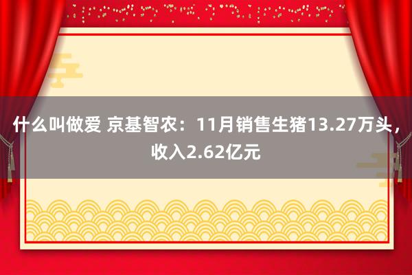 什么叫做爱 京基智农：11月销售生猪13.27万头，收入2.62亿元