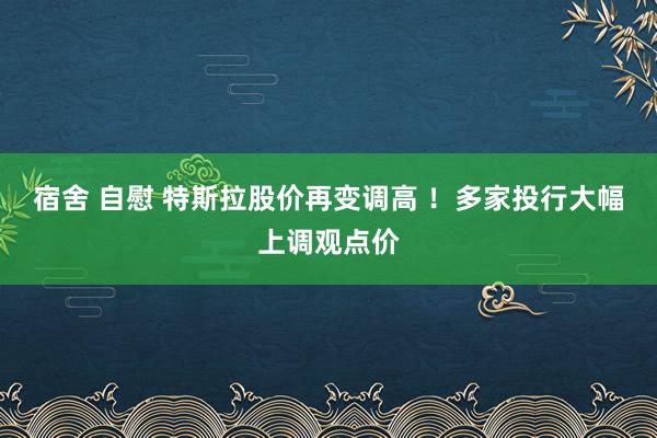 宿舍 自慰 特斯拉股价再变调高 ！多家投行大幅上调观点价