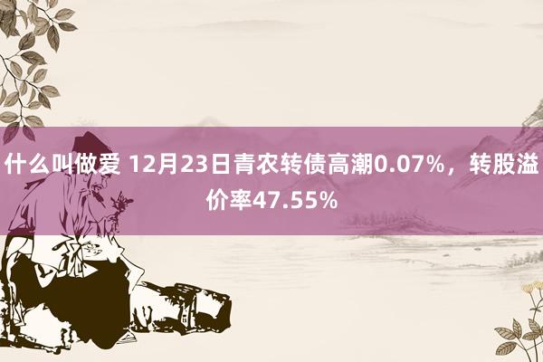 什么叫做爱 12月23日青农转债高潮0.07%，转股溢价率47.55%