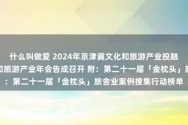 什么叫做爱 2024年京津冀文化和旅游产业投融资促进系列行动暨文化和旅游产业年会告成召开 附：第二十一届「金枕头」旅舍业案例搜集行动榜单