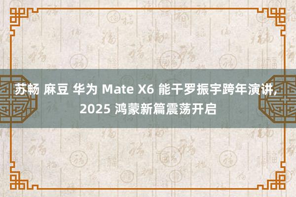 苏畅 麻豆 华为 Mate X6 能干罗振宇跨年演讲， 2025 鸿蒙新篇震荡开启