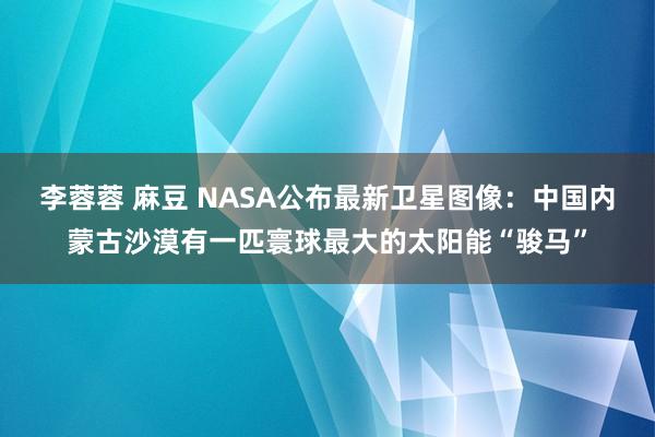 李蓉蓉 麻豆 NASA公布最新卫星图像：中国内蒙古沙漠有一匹寰球最大的太阳能“骏马”