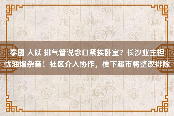 泰國 人妖 排气管说念口紧挨卧室？长沙业主担忧油烟杂音！社区介入协作，楼下超市将整改排除