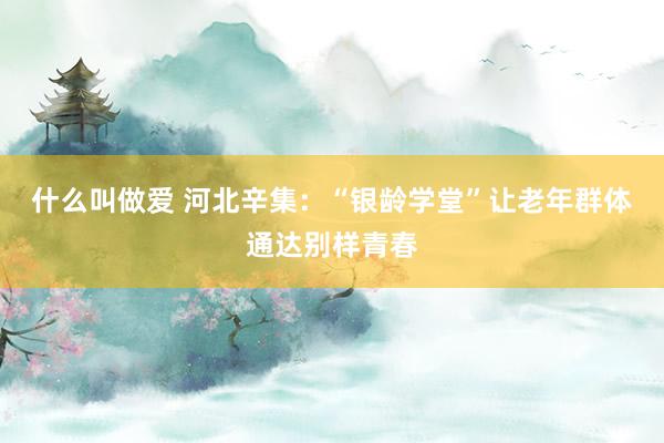 什么叫做爱 河北辛集：“银龄学堂”让老年群体通达别样青春