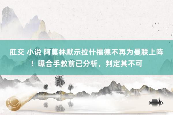 肛交 小说 阿莫林默示拉什福德不再为曼联上阵！曝合手教前已分析，判定其不可