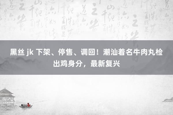 黑丝 jk 下架、停售、调回！潮汕着名牛肉丸检出鸡身分，最新复兴