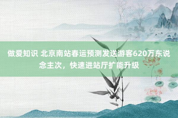 做爱知识 北京南站春运预测发送游客620万东说念主次，快速进站厅扩能升级