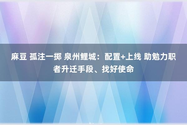 麻豆 孤注一掷 泉州鲤城：配置+上线 助勉力职者升迁手段、找好使命